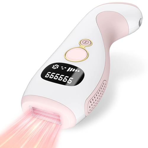 IPL Hair Removal Device for Women and Men,Painless Home Use IPL Beauty Device For Home Use, For Underarm facial hair below the chin line and legs.(Candy Pink/White, 199 * 76.5 * 46.5mm)