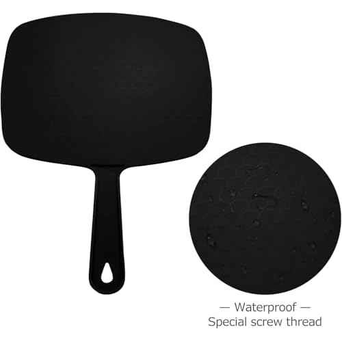 2Pcs Handheld Mirror, Portable Hand Mirror with Hanging Hole in Handle, Black 10.4" L x 7.4" W