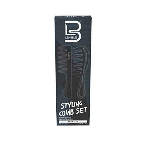 L3 Styling Comb Set - Professional Salon Look - Lightweight and Ergonomic - Comfortable and Glides Easily - Level Three - 2pc