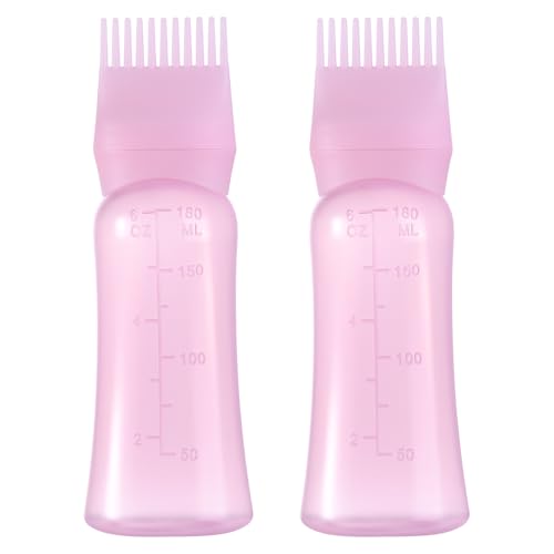 Root Comb Applicator Bottle 6 Ounce Hair Oil Applicator for Hair Dye, Hair Oiler Comb Bottle with Graduated Scale