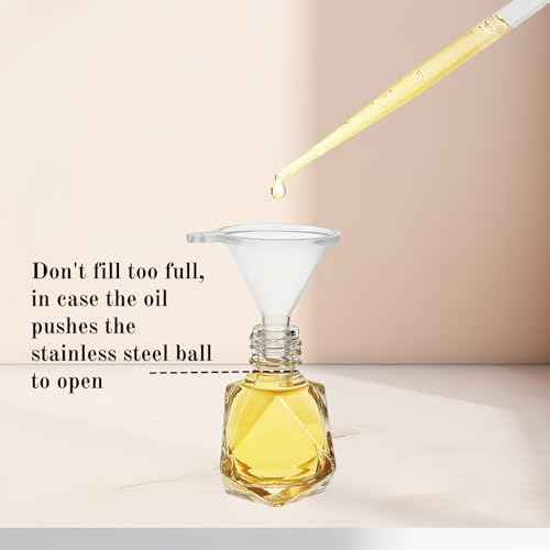 36 Pack Essential Oil Roller Bottles, 8ml/0.27oz Empty Roll On Bottle, Glass Polygonal Roller Ball Applicator, Perfume Vials with Stainless Steel Roller Ball for Travel, 4 Dropper, 2 Funnel