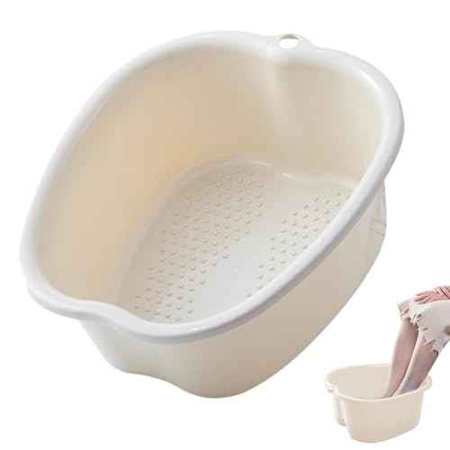 Foot Soaking Tub Large Size Foot Basin Sturdy Soaking Feet Bucket Massager Tub Exfoliation Callus Pedicure Foots Spa Bath Bucket for Women and Men (White)