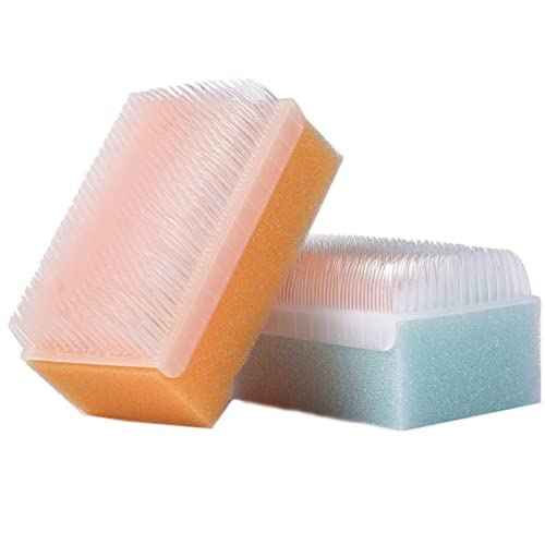 Loofah Sterilized Cradle Cap Brush - 3-pk Sterile and Safe 2 in 1, Baby Bath Sponge | for Treatment Time Puff, Multicolored