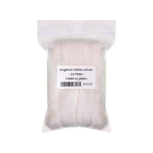Japanese Organic Cotton Sliver 13 Feets 100% Organic Unbleached [Made in Japan] (1 Pack)