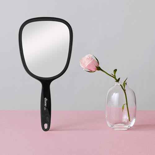 Diane Standard 1X Magnification Hand Mirror, Single Sided Hand Held Mirror with Handle for Salon, Barber, Grooming, Vanity, Shaving, and Travel, Medium, 5" x 11", Black