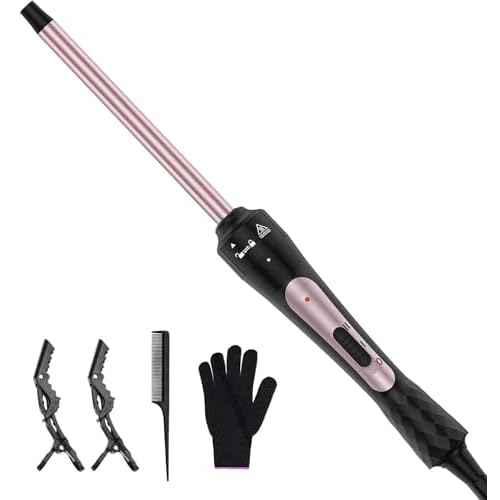3/8 Inch Curling Iron, Small Curling Wand for Short & Long Hair, Ceramic Wand Curling Iron with 2 Temperature, Instant Heat Up, Halloween Christmas Gifts for Women