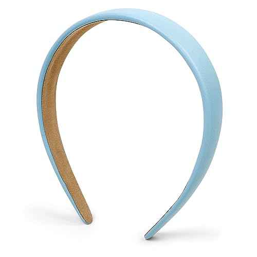 Huachi Blue Headbands for Women Light Blue Hairband Faux Leather Headband for Women and Girls Plastic Hard Head Band Solid Colors 1 Inch Thin Hair Bands