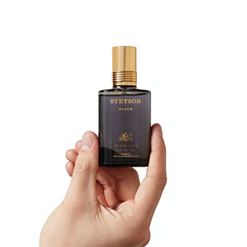 Stetson Black - Cologne for Men - Woody, Dark and Spicy Scent with Fragrance Notes of Sandalwood, Spices, and Suede - 1.5 Fl Oz