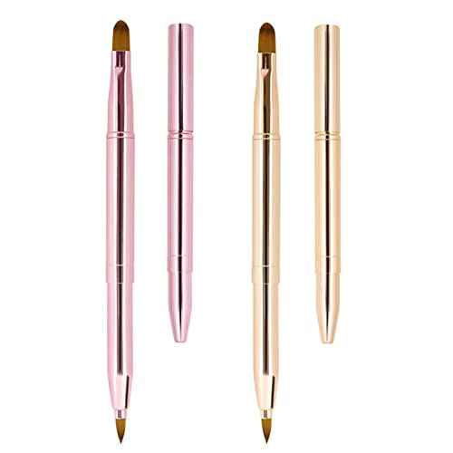 Unaone [2 Pack] Lip Brush for Lipstick, Retractable Lip Brushes, Dual-ended Makeup Brush for Lipstick Lip Gloss, Include Lid
