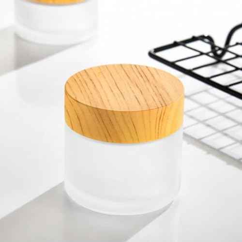 2oz Frosted Glass Jar 6 Pcs 60ml Empty Cream Jar Travel Sample Jar Cosmetic Containers Refillable Makeup Jar Pot For Cream Lotion Cosmetics Ointments