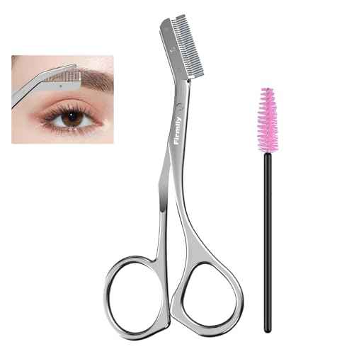 Eyebrow Trimmer for Women - Stainless Steel Eyebrow Brow Scissors with Comb, Travel-Size Precision Shaping Tool for Beginners & Experts (Silver)