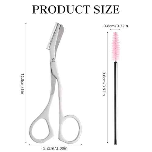 Eyebrow Scissors for Women,Eyebrow Scissors with Comb,Stainless Steels Eyebrow Trimmer Scissors and Cleaning Brush Eyebrow Trimming Kit for Women Men