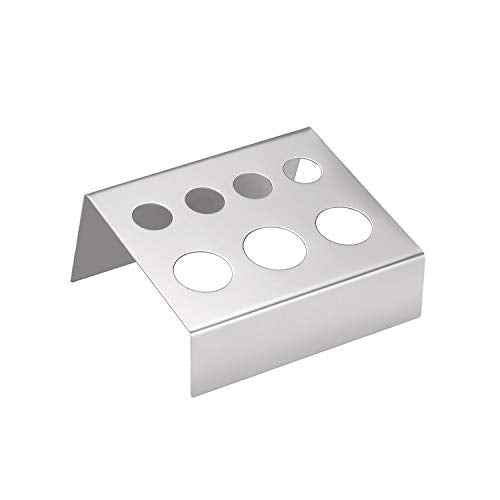Tattoo Ink Cup Holder,5pcs 7 Holes Stainless Steel Tattoo Pigment Ink Cup Caps Holder Stand Pigment Cup Cap Container Holder Stand for Tattoo Machine Supply (silver)