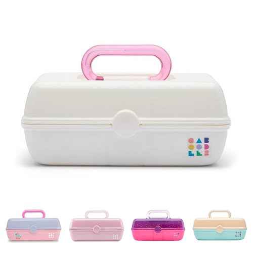 Caboodles Pretty in Petite Makeup Box, Hard Plastic Organizer Box, 2 Swivel Trays, Fashion Mirror, Secure Latch for Safe Travel