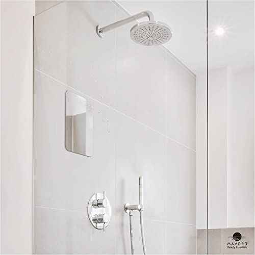 Mavoro 7x9 Shaving Mirror for Shower | 3M Adhesive Shower Mirror | Acrylic - Unbreakable | Less Fogging | Sleek Frameless | Peel and Stick | Glassless Safety (1 Pack)