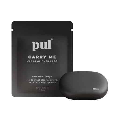 Clear Aligner and Retainer Case by PUL | Also Compatible with Mouthguards, Nightguards, Dentures, Floss Picks, Pul Tools, and Cleaning Tablets | Slim and Lightweight | Secure Magnetic Closure (Gray)