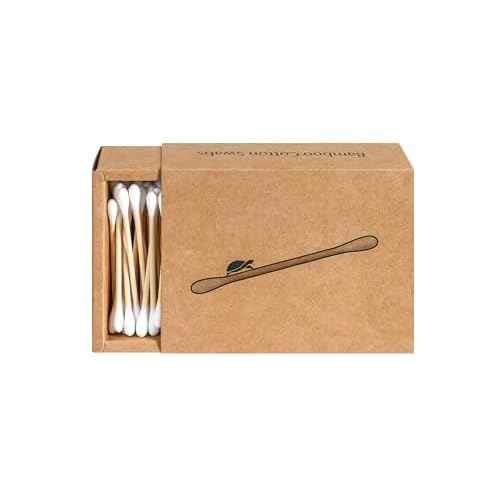Sea Turtle Bamboo Cotton Swabs (200 Count) - Vegan, Eco Friendly, Organic, Double Tips, Plastic Free Wooden Ear Sticks, All Natural 100% Biodegradable Cotton Buds
