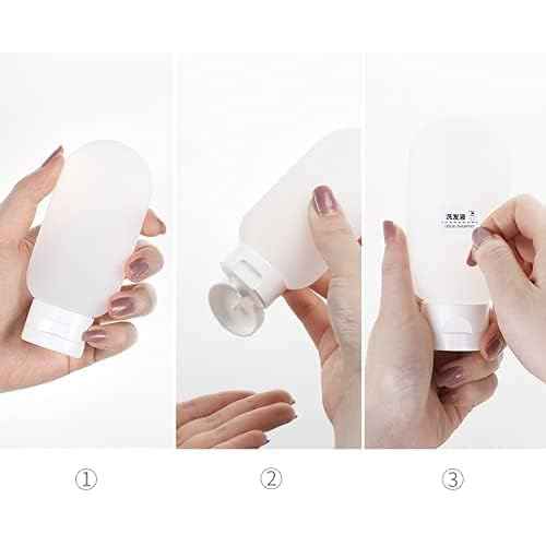 Travel Bottle, 3 Pcs Leak Proof Refillable Squeezable Containers Set(60 ml) with Label and Transparent Carry Bag for Liquid Shampoos, Soap and Toiletries. (Multicolor)