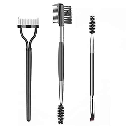 Eyebrow Brush Eyelash Separator Brow Comb & Lash Spoolie Professional Eye Makeup Tools (3 Pieces Set)