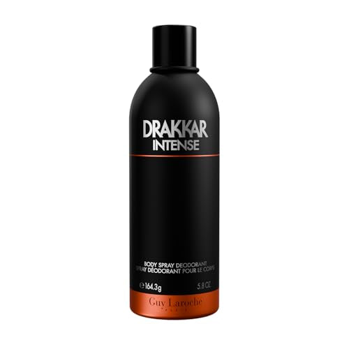 Guy Laroche Drakkar Intense, Seductive & irresistible Body Spray, Ambery fougere fragrance, Long Lasting Mens Cologne, Body Spray for Men 5.8 Fl.Oz