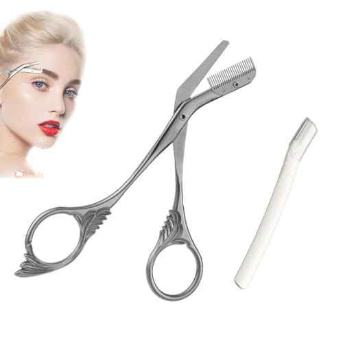 Eyebrow Comb Trimmer - Scissors with Comb, Eyebrow Trimmer for Men & Women, Comes with Brush