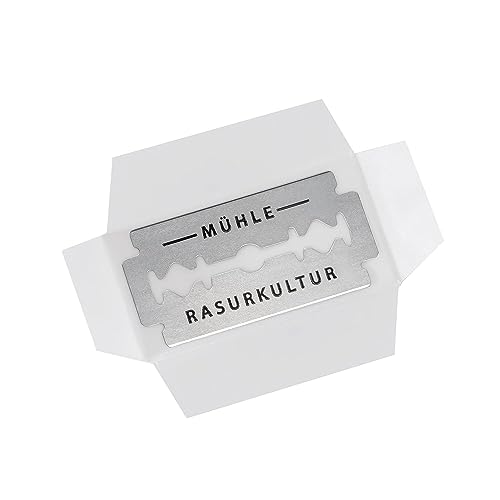 M?HLE R 89 Shaving Set 5 Pieces - Safety Razor with Closed Comb Chrome-Plated Metal Blade, Cream, Cloth - Silver