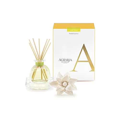 AGRARIA Lemon Verbena Scented PetiteEssence Diffuser, 1.7 Ounces with Reeds and a Flower