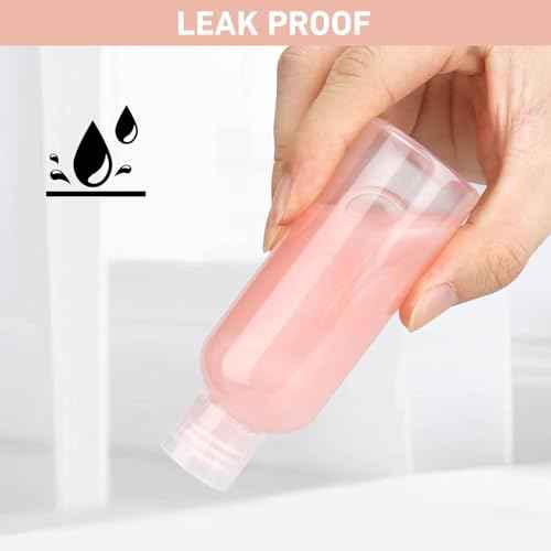 Travel Bottles for Toiletries 8 Pack 3.4oz 0.35oz TSA Approved Travel Size Containers Leak Proof Plastic Small Cream Jars Squeezable Empty Toiletry Bottles for Shampoo Conditioner(Clear)