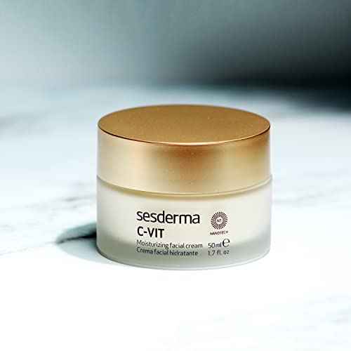 Sesderma C-VIT Moisturizing Facial Cream, Fight Aging with Vitamin C Antioxidants, Diminish Fine Lines & Revitalize Skin, 1.7 fl oz