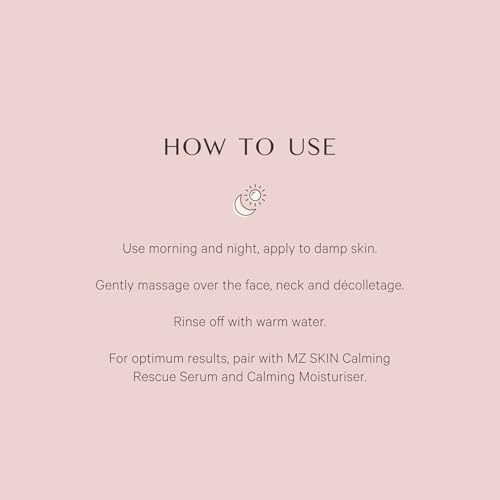 MZ SKIN Calming Cream Cleanser 3.4 fl oz - Gentle Omega-Rich Face Wash with Prebiotic Technology, Vitamin E to Sooth & Restore Skin Barrier for Sensitive & Redness Prone Skin, Fragrance Free