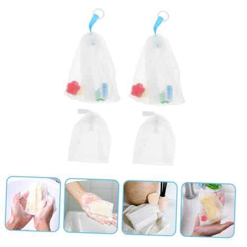 4pcs Soap Foaming Net for Face Cleansing Mesh Bags with Hanging for Rich Bubble Creation Facial Cleanser Accessory Convenient and Easy to Dry