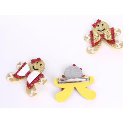 Christmas Glitter Hair Clips Cute Sparkly Gingerbread Man Shape Cheer Barrettes Alligator Hairpins for Teens Toddler Girls Kids Xmas Holiday Party Dress Decor Accessories Gift (H)