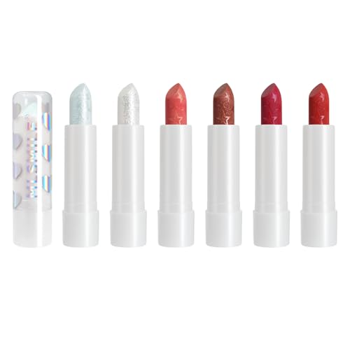 Glitter Lipstick Set,6PCS Shine Lip Sticks for Women Girls, Moisturizing and Nourishing Formula,Long Lasting,Waterproof,High Pigmented Lip Balm,Perfect Gifts