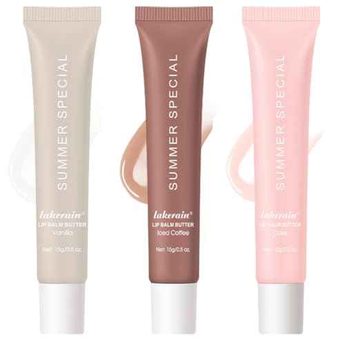 Lip Balm, Lip Butter Balm for Hydration Shine, Mini Neutrals Lip Butter Balm Set Lip Care Prouct, Moisturizing Tinted Lip Balm Gloss Hydrating Lip Oil for Women (3PCS)
