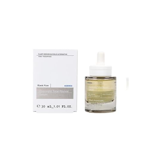 KORRES Black Pine Night Serum for Face, Mature Skin with Plant-Derived Glycolic Acid Alternative, Bi-Phase Treatment to Smooth & Firm Skin, Vegan Facial Serum, 1.01 fl oz, Stocking Stuffer