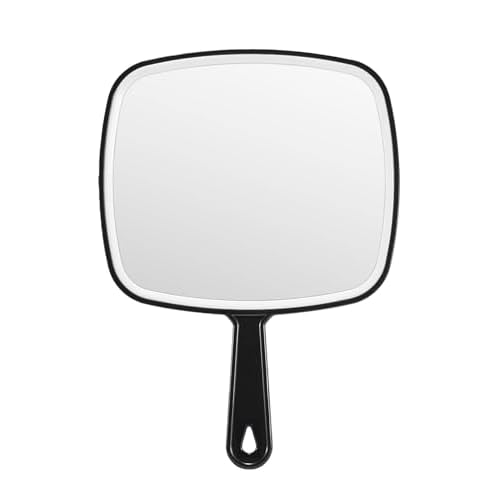 Extra Large Handheld Mirror£¬Hand Salon Mirror with Handle for Barbers, Hairdressing (Black£¬12.4" Lx 9" W)
