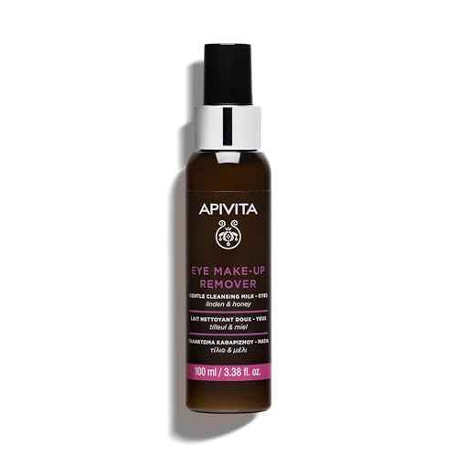 Apivita Eye Makeup Remover | Hydrating & Soothing Gentle Cleansing Milk with Linden & Honey, 100 mL / 3.38 oz