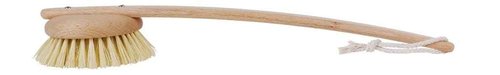 Redecker 100% Made in Germany Round Tampico Fiber Bath Brush with Extra-Long Oiled Beechwood Handle, 18-1/2-Inches