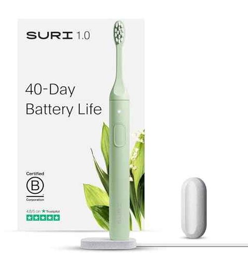 SURI 1.0 Sonic Electric Toothbrush | 1 Month+ Battery | Designed in California | Electric Toothbrush for Adults | Travel Toothbrushes | Tooth Brush | Green