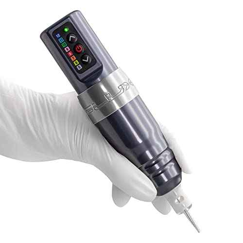 Microbeau - Flux S Wireless Tattoo Machine with 1 PowerBolt - Gunmetal - Machine Tattoo Pen for Microblading Lips & Eyeliner, Includes 1 Powerbolt Tattoo Battery Power Supply