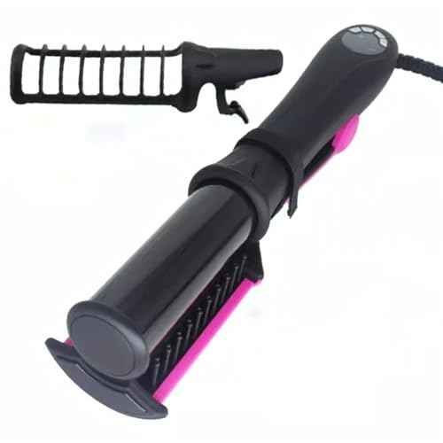 2-in-1 Professional Hair Straightener and Curler, LCD Display, 360¡Æ Rotating Cord, Ceramic Plates, 13 Heat Settings, Black/Pink