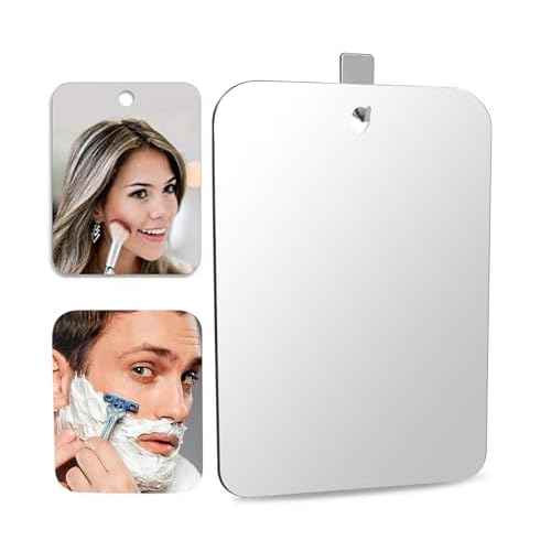 Deluxe Large Fogless Shower Mirror (11 in x 7.8 in) Anti-Fog Shave Mirror Fog-Free Wall Hanging Mirror Bathroom Mirror