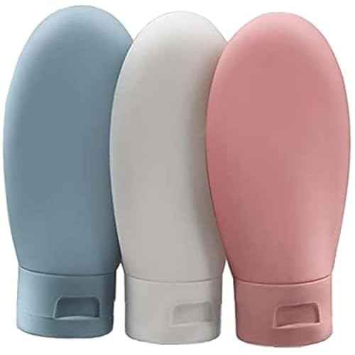 Travel Bottle, 3 Pcs Leak Proof Refillable Squeezable Containers Set(60 ml) with Label and Transparent Carry Bag for Liquid Shampoos, Soap and Toiletries. (Multicolor)