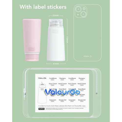 Valourgo Travel Bottles for Toiletries Tsa Approved Travel Size Containers BPA Free Leak Proof Travel Tubes Refillable Liquid Travel Accessories for Cosmetic Shampoo and Lotion Soap for travel, 4Pcs