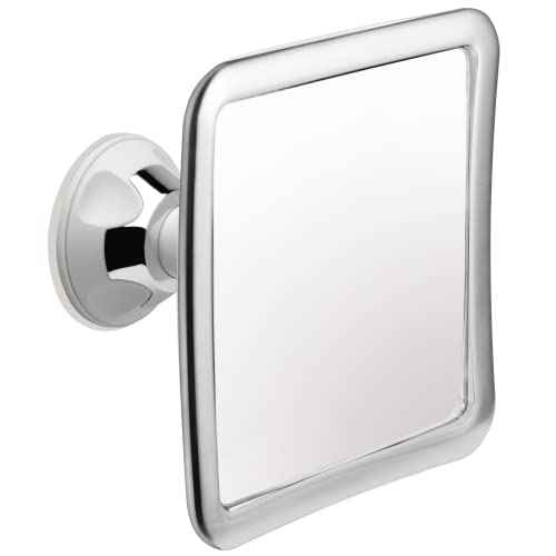 MIRRORVANA Fogless Shower Mirror for Shaving with Upgraded Suction, Anti Fog Shatterproof Surface and 360¡Æ Swivel, No Magnification, 6.3" x 6.3" (Chrome)