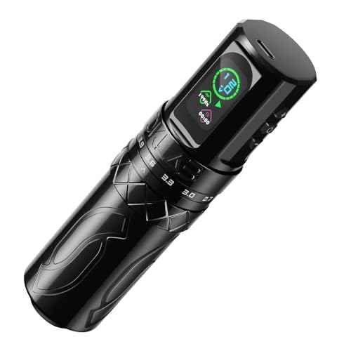 DKLAB Mizar Tattoo Pen Machine,Rotary Tattoo Gun Kit Load Strong Japanese Coreless Motor,Stroke Adjustable Start from 2.7mm to 4.5mm,2 Pieces of 1800mAh Battery Pack (Black)
