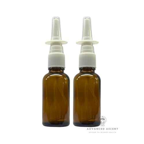 Amber Glass 1 oz Nasal Sprayer! EMPTY, Refillable, Travel Sized, Quality Glass for Saline Applications! (2 Pack)