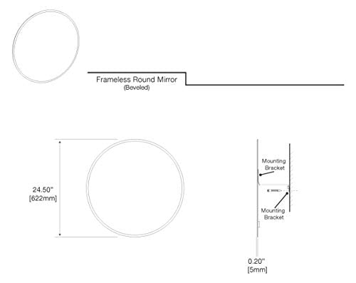 Gatco 1806 Bathroom Wall Mirror, 25 inch Modern Mirror for Living Room, Vanity, Slim Design Beveled Frameless Round Mirror - Easy Mount Safety Bracket
