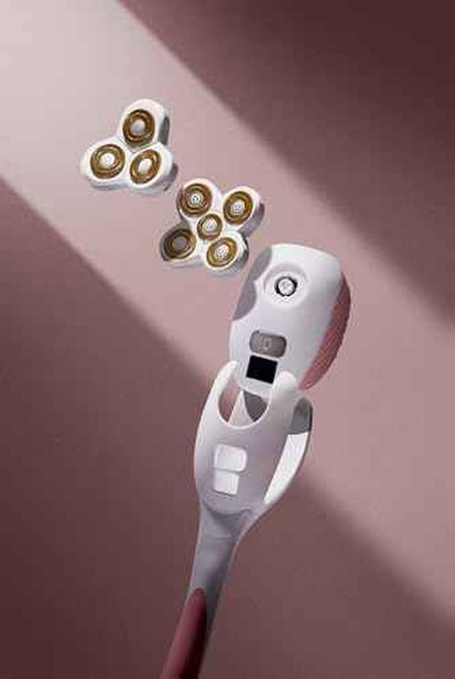 PosheEra Self-Care Shave Kit | Friction-Fit Handle for Easy Reach & Comfort | 3 & 5 Petal Shave Heads | USB Charging | Smooth