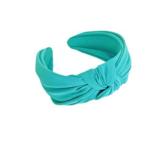 Plain Knotted Headband for Women, Solid Colors, 2.1inch Width, Non-Slip Wide Top Knot Hair Hoops Fashion Headbands (Teal, 2.1inch)